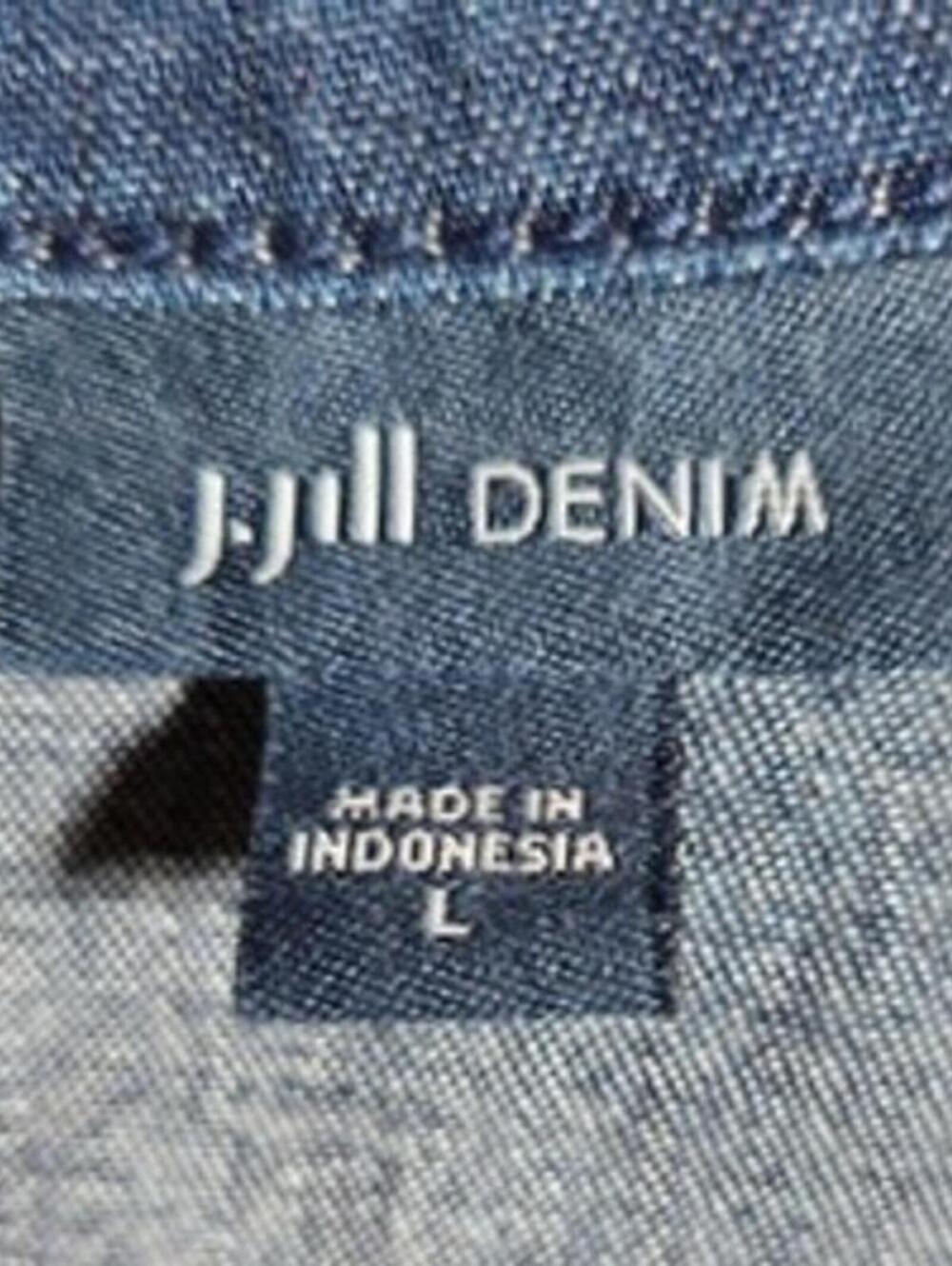 J Jill Denim Large Chambray Blue Cotton Stretch Lace Up Shift Dress - Picture 3 of 9
